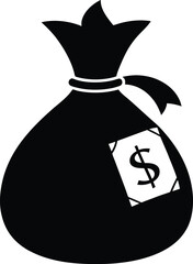 Money Bag Silhouette Vector & Finance Icon, Bag Design