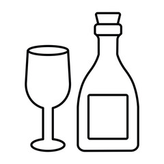 Champagne thinline icon, vector, pixel perfect, illustrator file 

