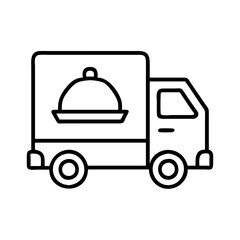 Food delivery truck vector icon for restaurant delivery service and fast food delivery business concept