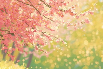 Fototapeta premium Beautiful springtime illustration of blooming cherry blossom tree branches