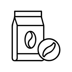 Coffee bean bag vector icon illustration for coffee shop cafe or product packaging design element, simple style
