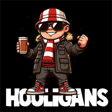 Vector illustration of Football fans ultras hooligans 