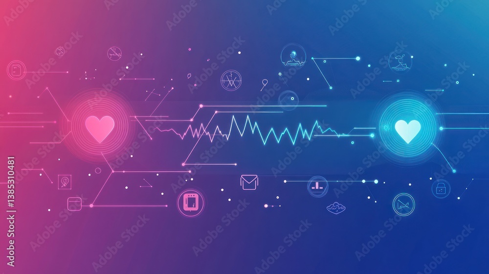 Poster abstract digital heart connection. background technology. possible use stock photo