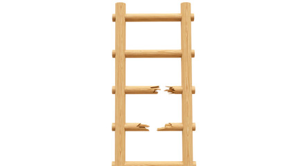 Isolated Broken Wooden Ladder with Missing Rungs © Florin