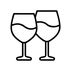 Two wine glasses vector icon illustration for celebration drink alcohol beverage design element outline  px