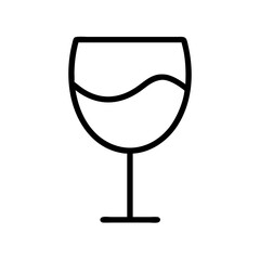 Wine glass vector icon illustration, wine glass outline drawing for restaurant and bar menu design element