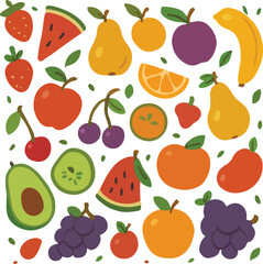 Fruits Doodles Pattern with pastel colors