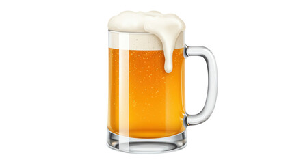 Isolated Mug of Overflowing Beer