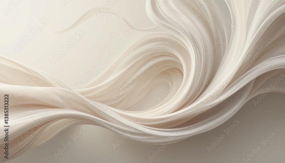 Poster flowing white fabric movement studio space abstract image soft textures close-up view design concept