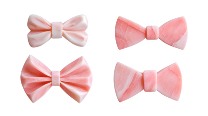 pink marble bow  on transparent background