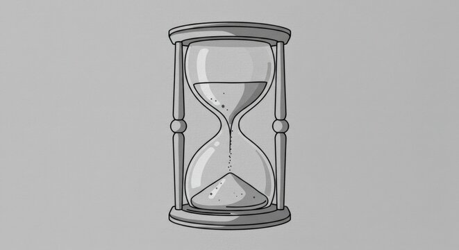 recommend clip art: Minimalist Monochrome Hourglass Outline with Sand
