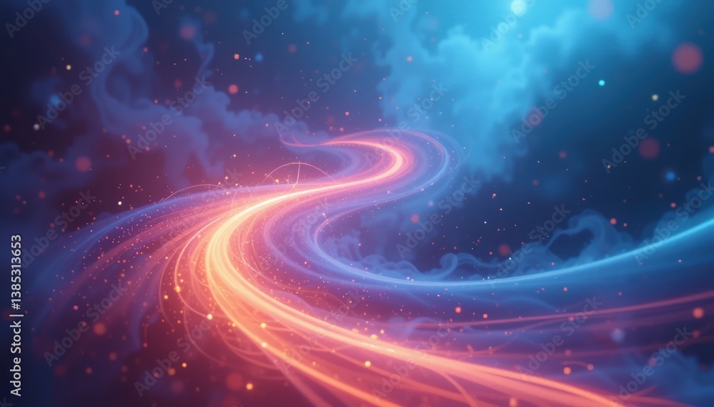 Aufkleber dynamic light trails creating a surreal journey through cosmic clouds digital art illustration futur