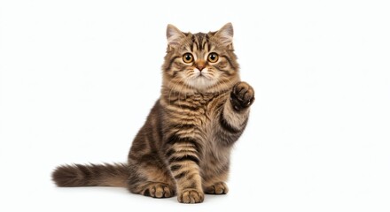 Obraz premium A cute maine coon kitten and tabby british shorthair cat a sitting on white background