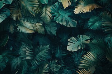 Lush green tropical leaves form a beautiful natural background image