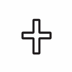 Fototapeta premium Bold plus sign shows addition on white backdrop backdrop detail