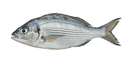 Isolated Fresh Fish with Scales and Fins