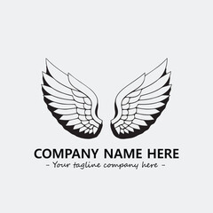 Wing illustration black and white for logo company vector image
