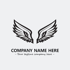 Wing illustration black and white for logo company vector image
