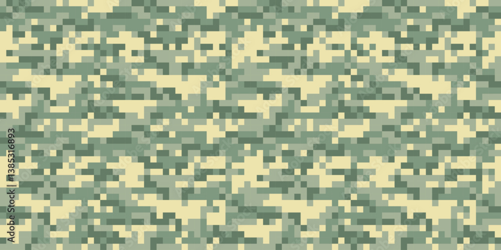 Poster pixel camouflage pattern. green military pattern for army. seamless pattern for textiles