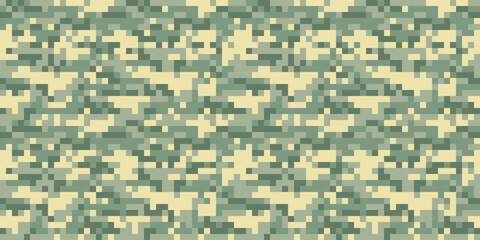 Pixel camouflage pattern. Green military pattern for army. Seamless pattern for textiles	