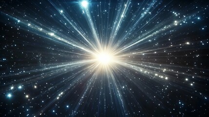 Glowing Light Streaks Through the Space with Distant Stars Cosmic Burst