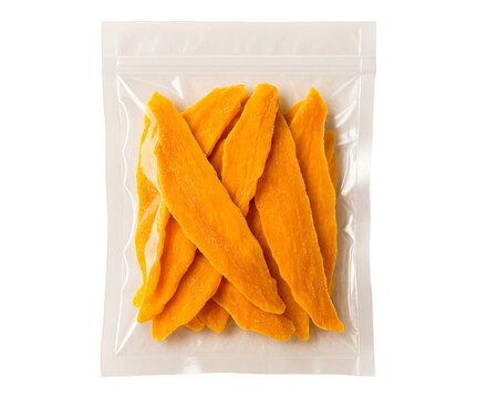 Ripe Dried Mango Pieces in Vacuum Packaging