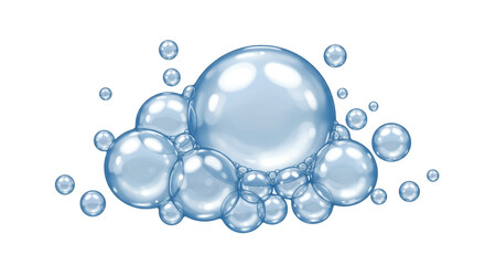 Isolated Pile of Sparkling Blue Bubbles and Foams