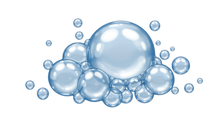 Isolated Pile of Sparkling Blue Bubbles and Foams