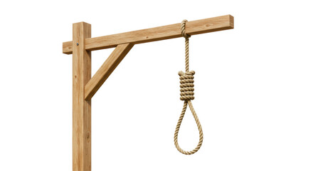 Isolated Wooden Gallows with Hanging Noose
