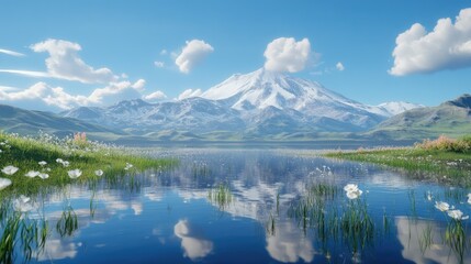 Stunning aerial panoramic view of majestic mountains, lush valleys, and serene beauty stretching to the horizon