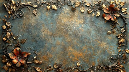 Ornate floral frame on textured background, ideal for invitations or cards
