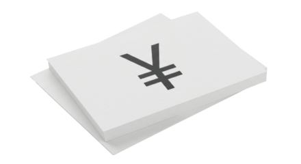 Isolated Stack of Paper with Yen Currency Symbol