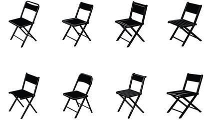 Fototapeta premium Folding Chair Vector Shilhouette Bundle Set Collection