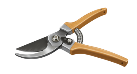 Isolated Garden Pruning Shears with Wooden Handles and Sharp Blades