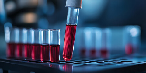Blood sample in test tube for D-dimer test, detecting disseminated intravascular coagulation, Generative AI