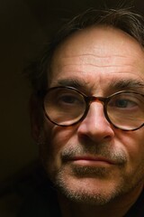 mature mans part of face wearing glasses 