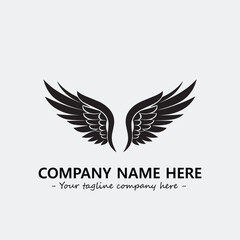 Wing illustration black and white for logo company vector image
