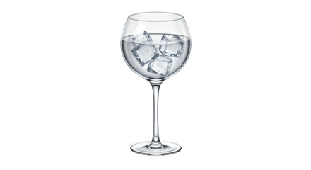 Isolated Wine Glass with Ice Cubes