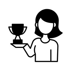 Woman holding a small trophy 