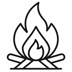 Campfire outline icon on white background 