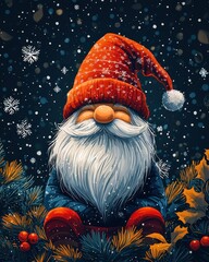 Serene Christmas Gnome in Winter Wonderland