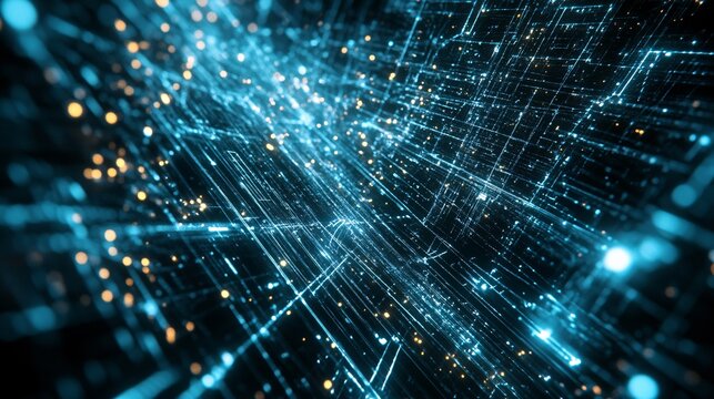 Futuristic cyberspace with high-speed data transfer depicted in abstract background