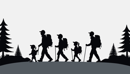 Happy Family Enjoying a Scenic Hike in the Wilderness