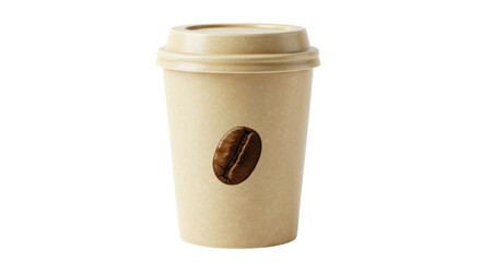 Isolated Disposable Coffee Cup with Coffee Bean