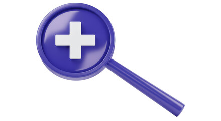 Fototapeta premium Isolated Magnifying Glass with Plus Sign Inside the Lens