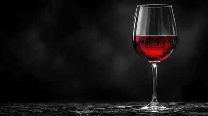 Naklejka premium A Glass of Red Wine on Dark Background