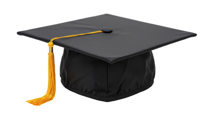 Isolated Black Graduation Cap with Gold Tassel