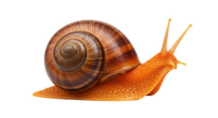 Isolated Orange Snail with Brown Shell