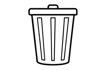 Garbage container icon, simple and unobtrusive Trash Bin dust bin vector silhouette illustration isolated in white background.