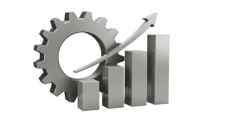 Isolated Gear and Bar Graph for Performance Growth